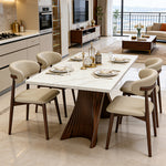 Load image into Gallery viewer, Luxury Sintered Stone Dining Table with Artistic Walnut Wood