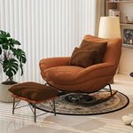 Load image into Gallery viewer, Modern Rocking Lounge Chair Upholstered Fabric Accent Chair with Curved Design and Metal Base