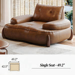 Load image into Gallery viewer, Modern Curved Leather Sofa Camel Upholstery Low Profile Contemporary Lounge Design