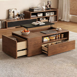 Load image into Gallery viewer, 51'' Walnut Lift-Top Coffee Table with Hidden Storage Drawers and Open Shelves