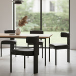 Load image into Gallery viewer, Modern Minimalist Sculptural Dining Chair Faux Leather Seat with Asymmetrical Geometric Backrest