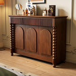Load image into Gallery viewer, Modern Vintage Sideboard Cabinet Solid Wood Buffet Cabinet with Fluted Design and Arched Doors Storage Console