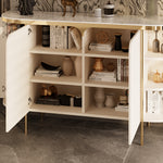 Load image into Gallery viewer, 58.5'' White & Gold Contemporary Sideboard with Adjustable Shelves