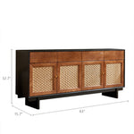 Load image into Gallery viewer, 63" Bohemian Style Rattan Door Credenza Sideboard With Storage