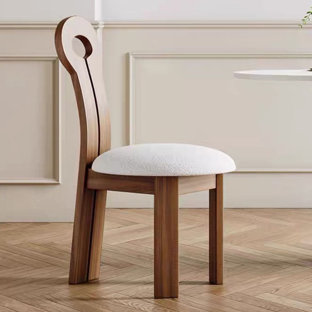 Modern Wood Dining Chair with Sculpted Backrest & Soft Upholstered Seat