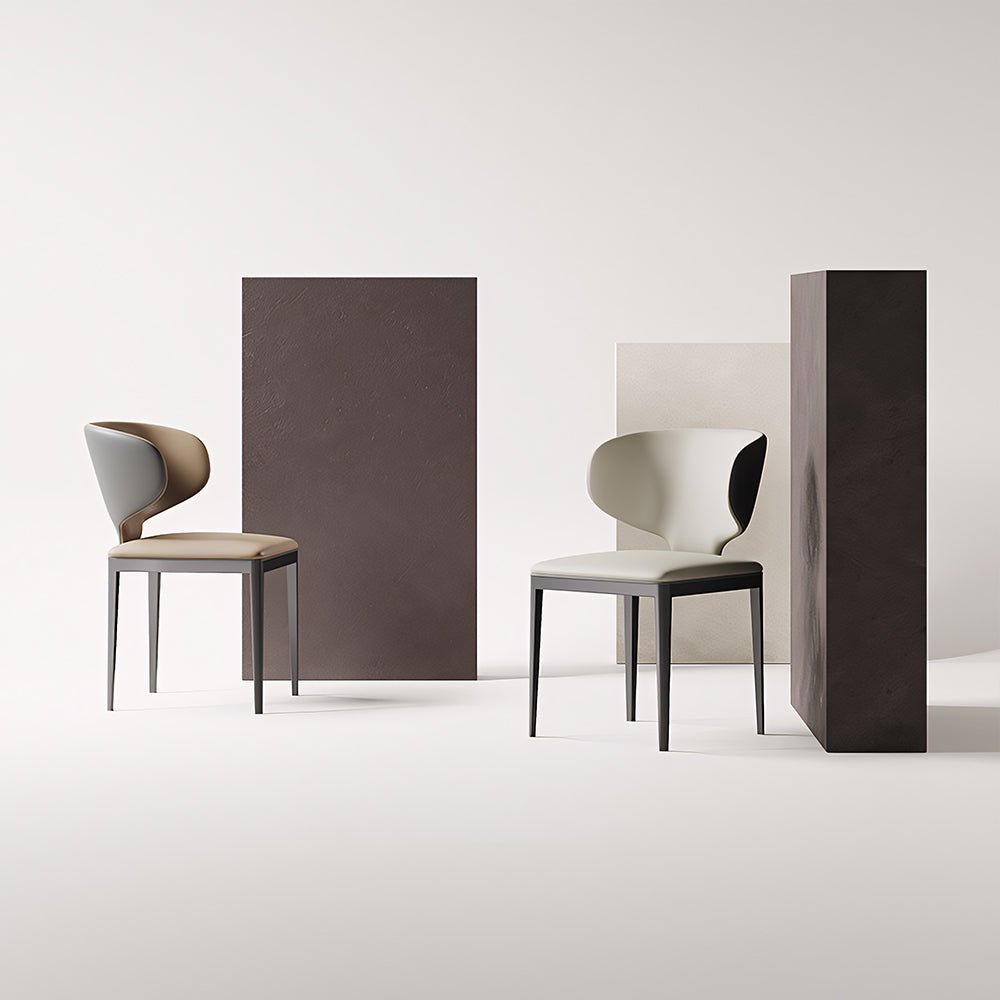 Modern Upholstered Dining Chair with Sculptural Curved Backrest 1 Piece