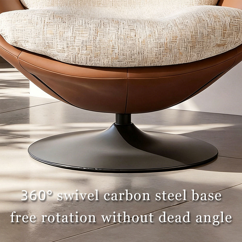 Modern Oversized Swivel Lounge Chair with Plush Cushion and Wraparound Backrest
