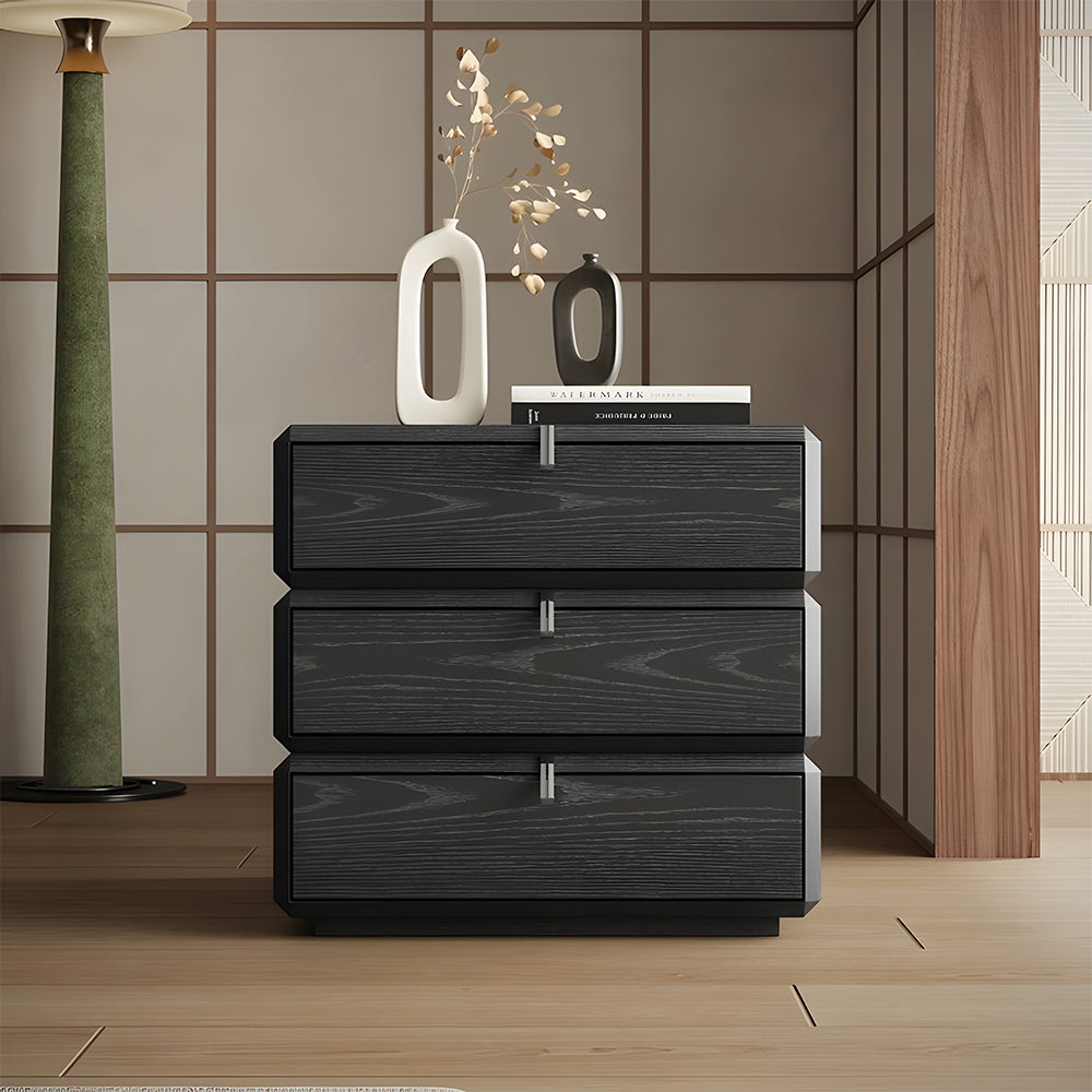 Modern Rotating Nightstand with 3 Spacious Drawers