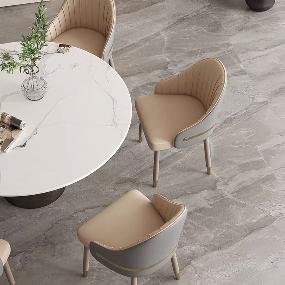 Set of 2 Modern Luxury Dining Chairs with Curved Backrest and Dual-Tone Upholstery