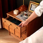 Load image into Gallery viewer, Vintage Solid Wood Bedroom Nightstand With Brass Knobs
