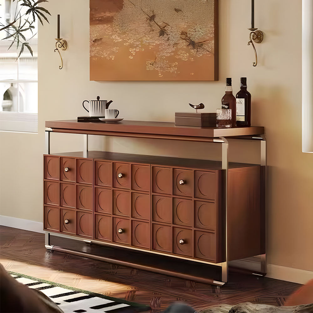 59'' Retro-Inspired Luxury Sideboard with Geometric Front Panels