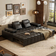 Modern Black Faux-Leather Sofa Bed Convertible Spacious and Stylish