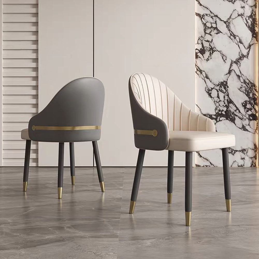 Set of 2 Modern Luxury Dining Chairs with Curved Backrest and Dual-Tone Upholstery