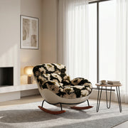 Cozy Faux Fur Rocking Chair with Wooden Base