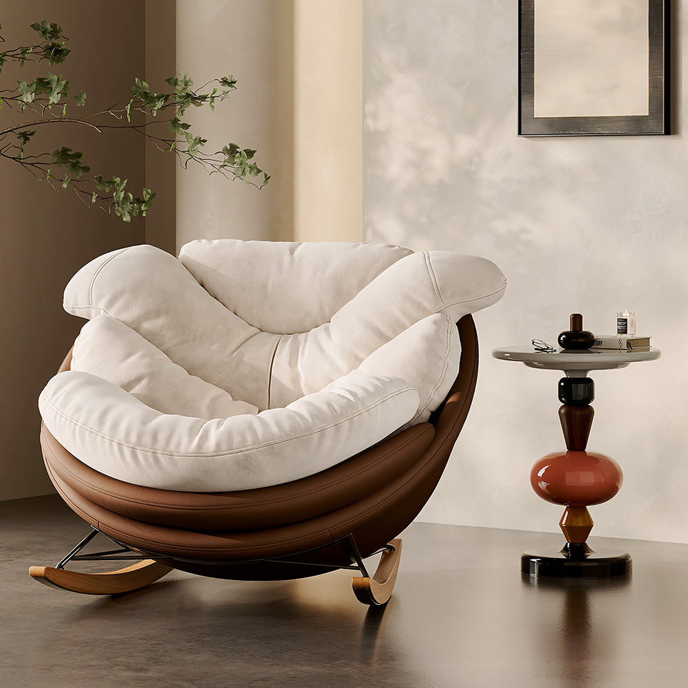 Modern Rocking Chair  Plush Comfort Ergonomic Design Durable Wooden Base for Relaxation