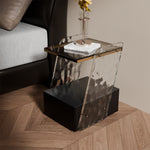 Load image into Gallery viewer, Modern Sculptural Nightstand Bedside Table with Scratch Resistant Leather &amp; Smart Sensor Lighting
