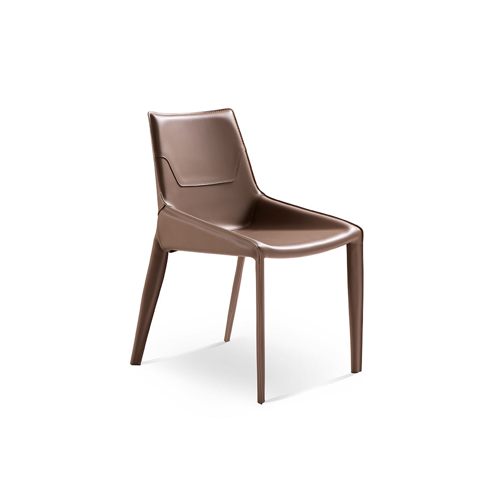 Modern Brown Leather-Look Dining Chair with Integrated Legs 1 Piece