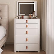 Functional Makeup Vanity Built-in Mirror Organized Storage Drawers Rolling Stool
