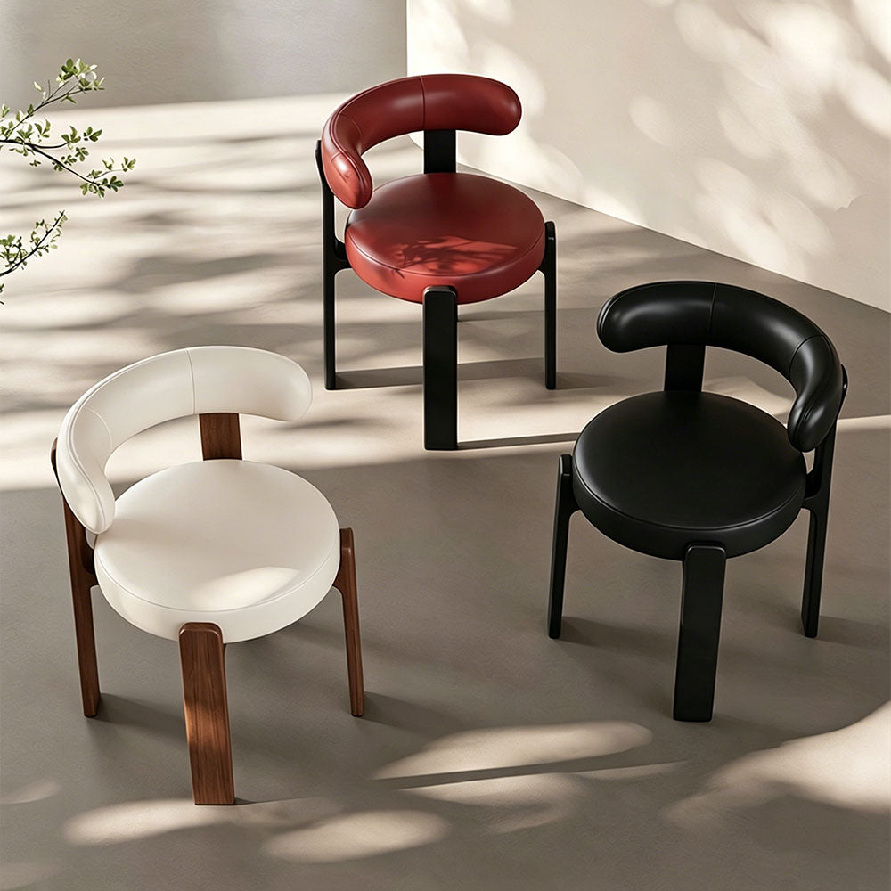 Set of 2 Modern Sculptural Dining Chair Upholstered Seat Minimalist Accent Chair with Metal Frame