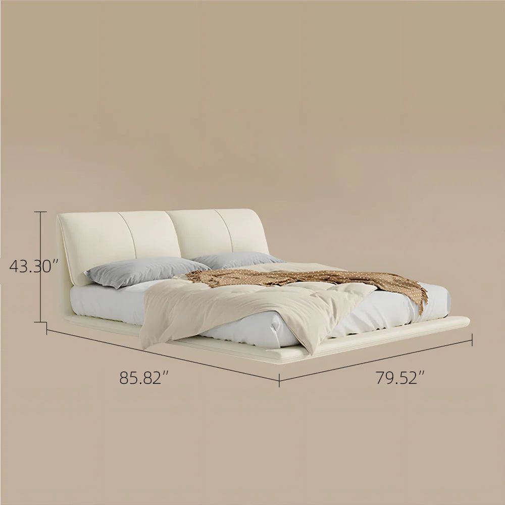 Modern Minimalist Platform Bed with LED Lighting Ultra-Fiber Leather Steel Frame