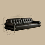 Load image into Gallery viewer, Modern Black Tufted Leather Sofa Minimalist Deep Seat Couch with Sculptural Armrests
