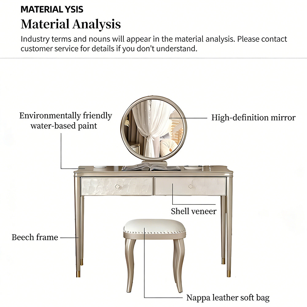 45.6'' Modern Luxury Vanity Desk Shell Inlay Finish Makeup Table with Mirror and Drawers