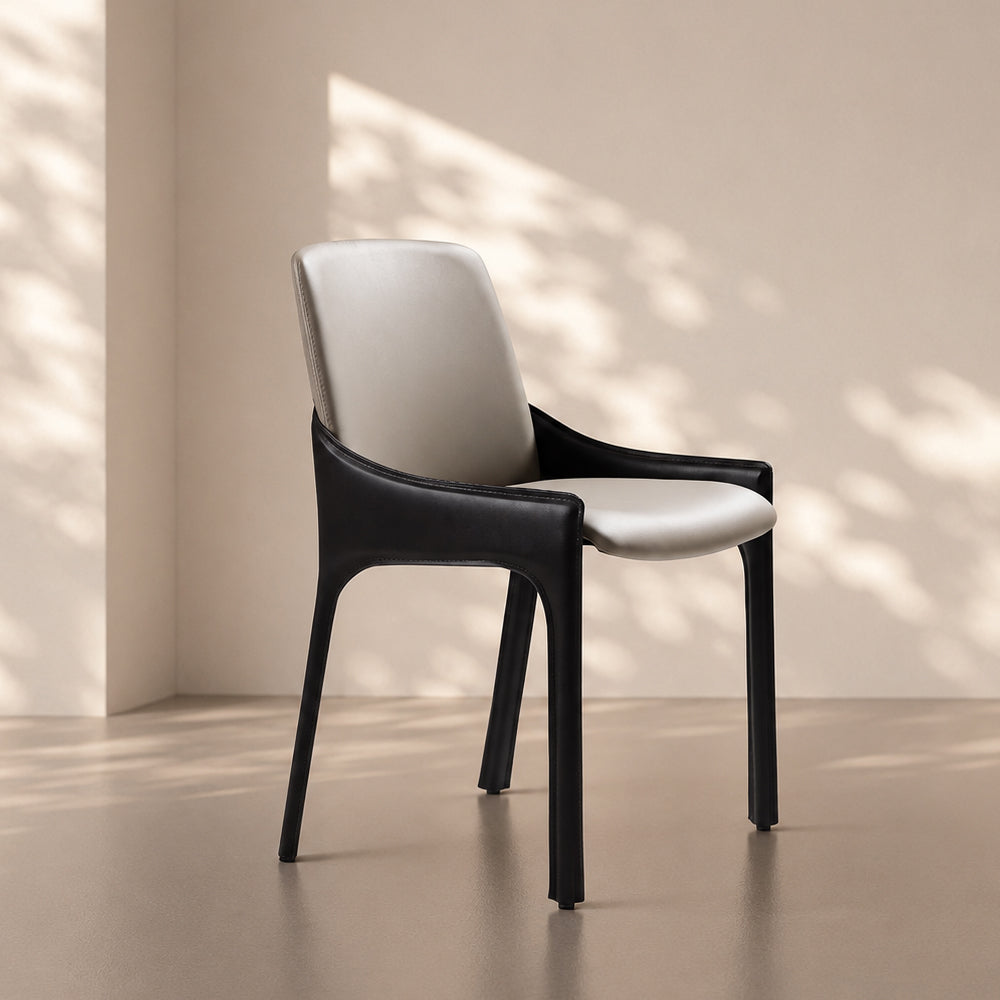 Ergonomic Padded PU Leather Minimalist Armrest Dining Room Chair 1 Piece