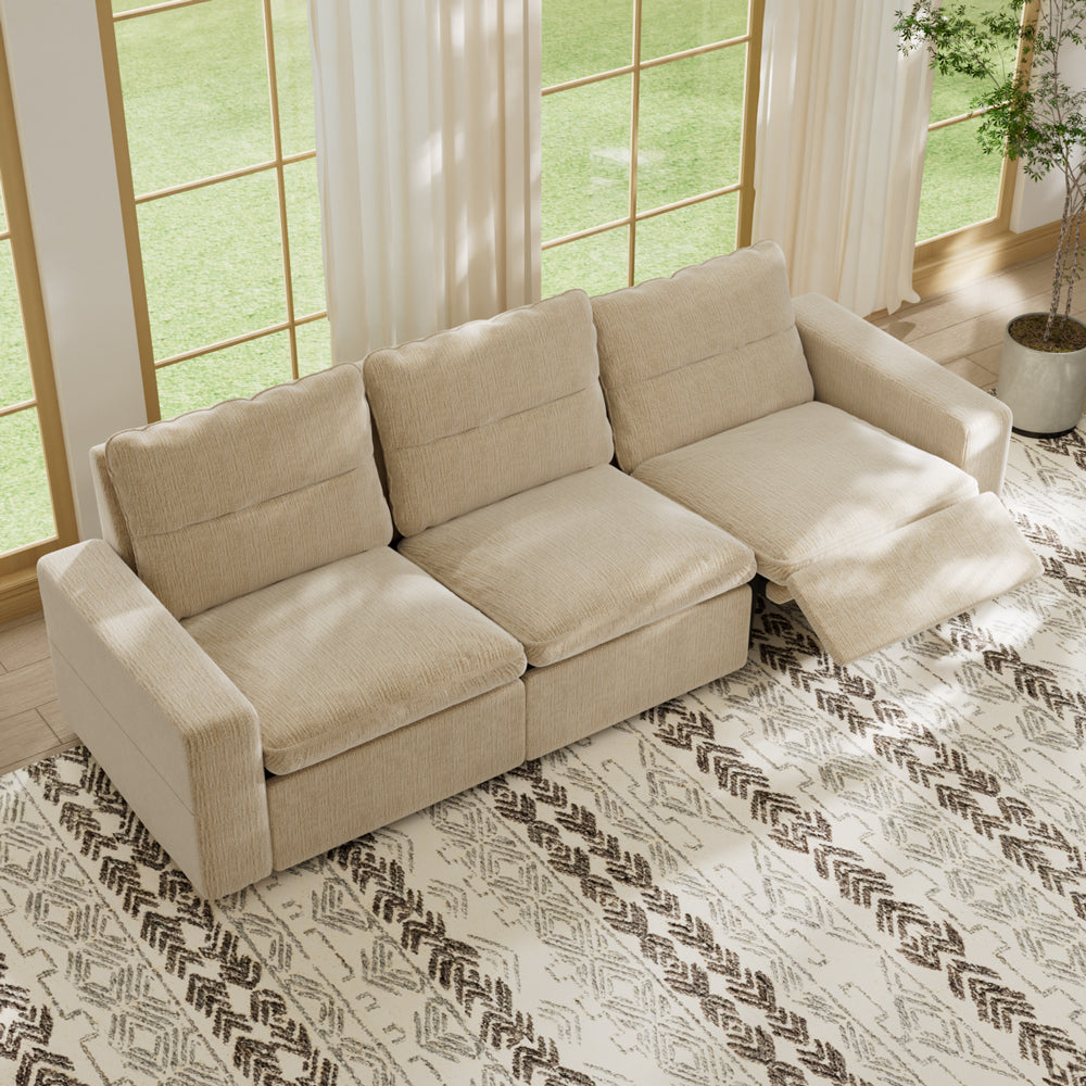 115.35'' CloudLuxe Power Reclining 3-Seat Sofa Linen Fabric Cloud Comfort