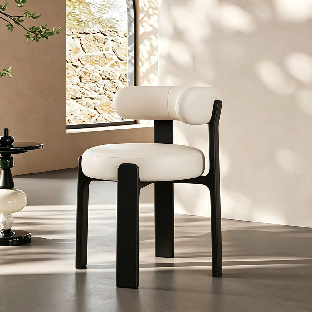 Set of 2 Modern Sculptural Dining Chair Upholstered Seat Minimalist Accent Chair with Metal Frame