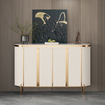 Load image into Gallery viewer, 58.5" Elegant and Modern White and Gold Sideboard Cabinet with Ample Storage
