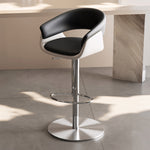 Load image into Gallery viewer, Modern Adjustable Swivel Bar Stool PU Leather Upholstered Counter Height Bar Chair with Stainless Steel Base 1 Piece
