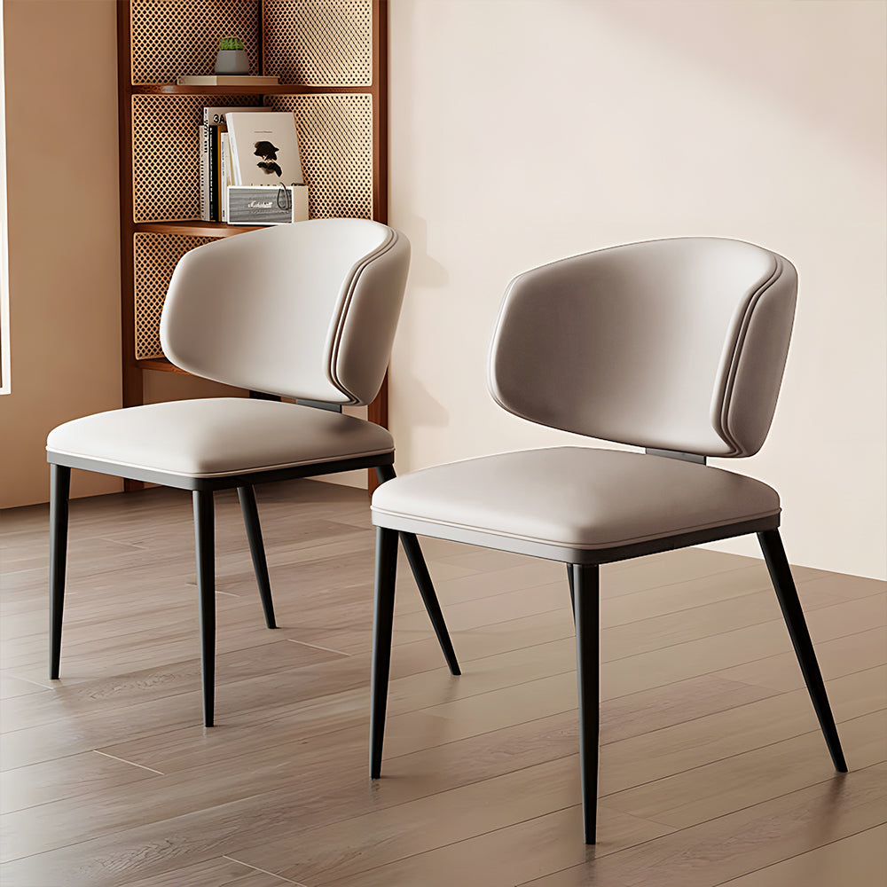Set of 2 Modern Leather Accent Dining Chairs