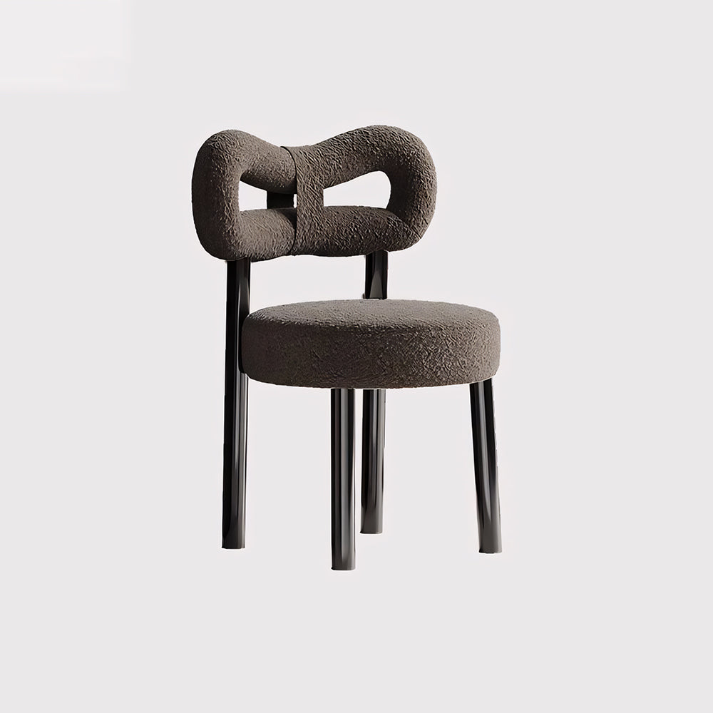 Modern Bouclé Dining Chair with Sculptural Open Backrest 1 Piece