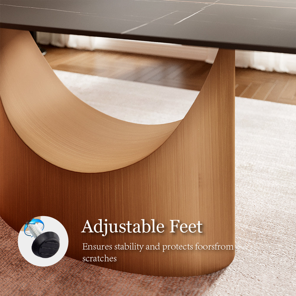 Modern Dining Table Sintered Stone Matte Black Surface