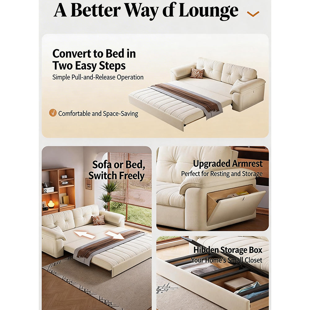 77.9'' Modern Velvet Storage Sofa Bed Pull Out Sleeper Couch with Hidden Storage Drawers Upholstered Convertible Sofa