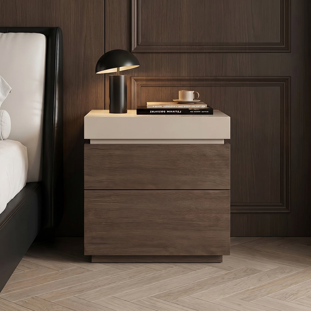 Modern Wooden Nightstand with 3 Drawers Minimalist Bedside Table Large Storage Design