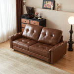 Load image into Gallery viewer, 81.1'' Modern Faux Leather Sofa Bed with Pull-Out Mattress Convertible Sleeper Sofa
