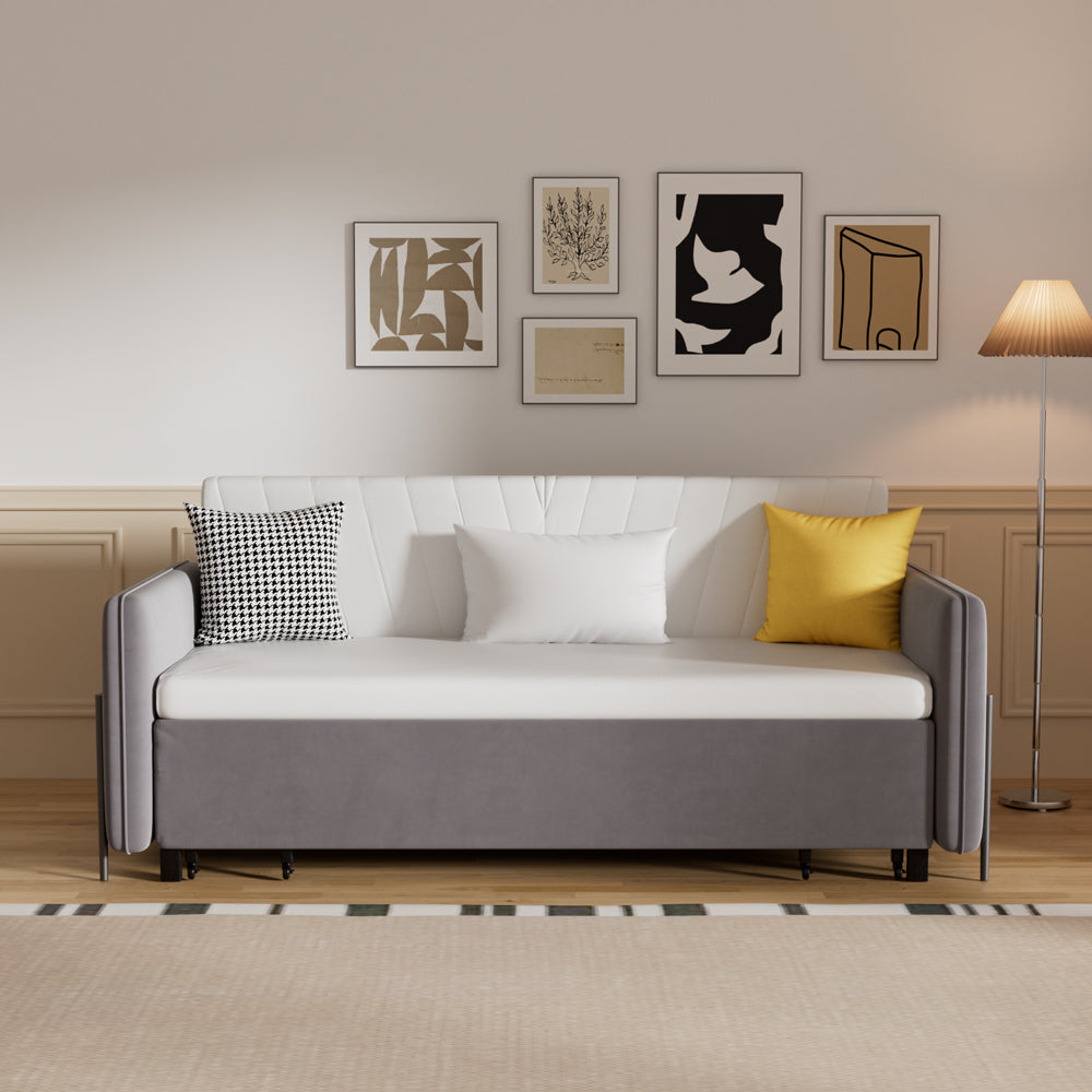 66.9"Convertible Sofa Bed Modern Minimalist Style with Side Pockets