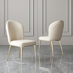 Load image into Gallery viewer, Set of 2 Luxurious White Dining Chairs with Gold Legs Modern Quilted Design for Stylish Home Décor
