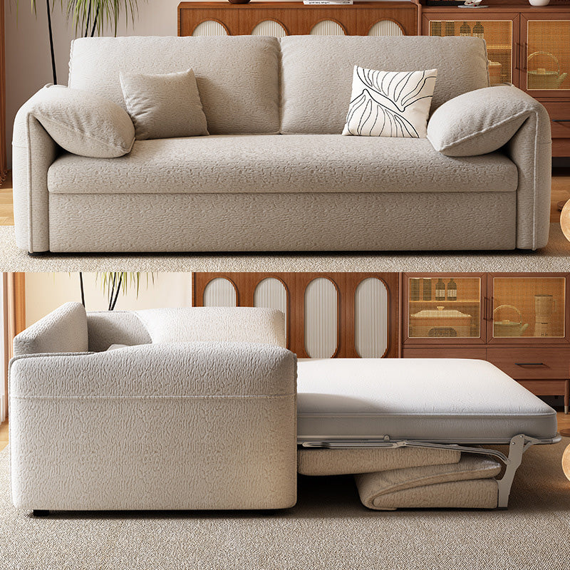 76" Beige Sleeper Sofa with 3.9" Thick Spring Mattress Modern Space-saving Design