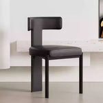 Load image into Gallery viewer, Modern Minimalist Sculptural Dining Chair Faux Leather Seat with Asymmetrical Geometric Backrest

