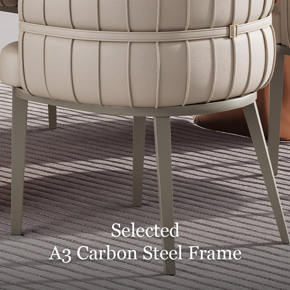 Set of 2 Modern Upholstered Dining Chair with Curved Backrest Cream Accent Chair Minimalist Dining Chair