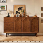 Load image into Gallery viewer, 47.2''/62.9'' Modern Solid Wood Sideboard Cabinet Storage Buffet with Drawers &amp; Arched Door Design
