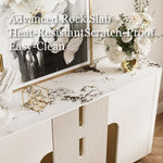 Load image into Gallery viewer, Sideboard Cabinet Modern Minimalist Ribbed Drawers Golden Base Marble Top Storage Unit
