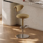 Load image into Gallery viewer, 1 Piece Modern Adjustable Bar Stool with Geometric Woven Velvet Upholstery and Stainless Steel Base
