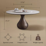 Load image into Gallery viewer, Round Dining Table Wooden Base and Ceramic Stone Top Modern Aesthetic
