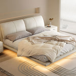 Load image into Gallery viewer, Modern Minimalist Platform Bed with LED Lighting Ultra-Fiber Leather Steel Frame
