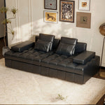 Load image into Gallery viewer, Modern Black Faux-Leather Sofa Bed Convertible Spacious and Stylish
