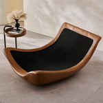 Load image into Gallery viewer, Modern Lounge Accent Chair Faux Leather Base Plush Fabric Cushion Low Profile Lazy Sofa Chair
