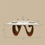 Load image into Gallery viewer, Modern Sintered Stone Dining Table with Sculptural Solid Wood Base Kitchen Table for 6
